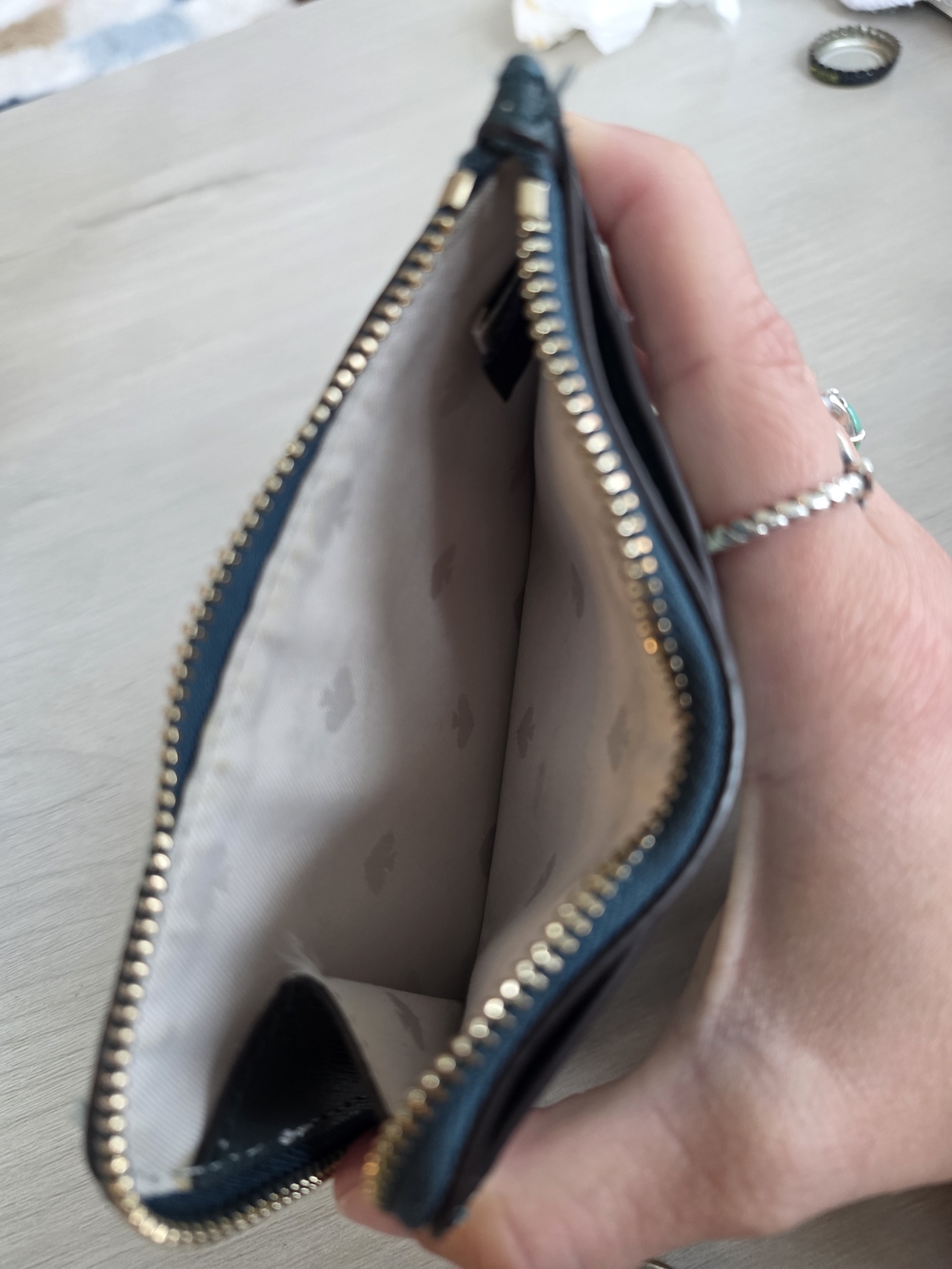 kate spade New York Mint & Teal Zip Card Case Keyring - Picture 3 of 5